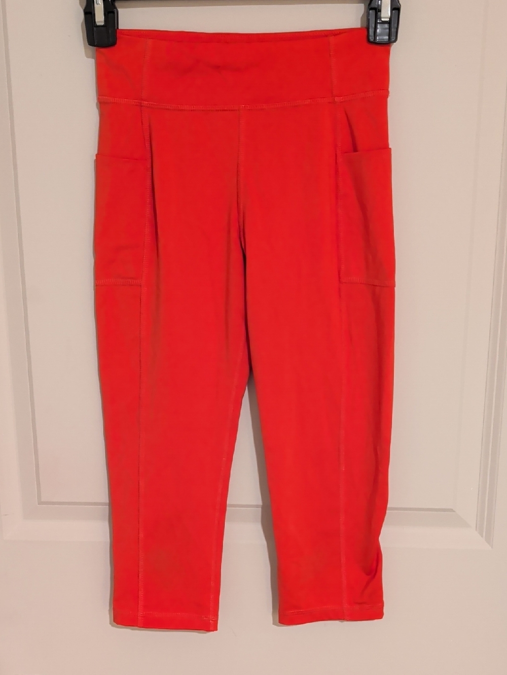 Primary Bright Orange Capri Leggings with Side Pockets